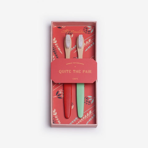 Bamboo Toothbrushes - Red/Aqua