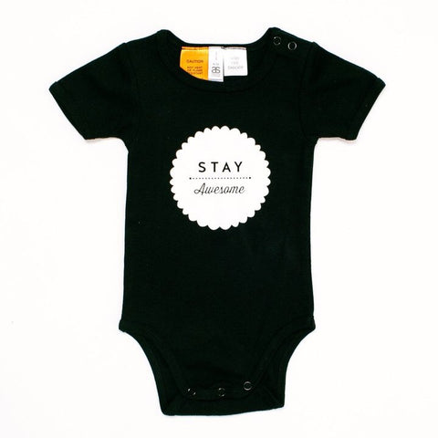 Stay Awesome Onesie Black