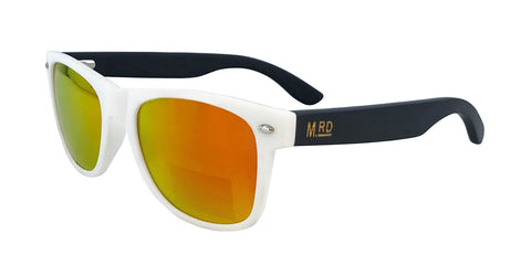 Wooden Sunglasses - Matte White with Dark Arms & Reflective Lens