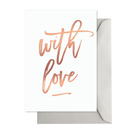 With Love White & Rose Gold Card
