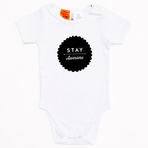 Stay Awesome Onesie White