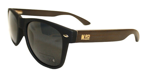 Wooden Sunglasses - Matte Black with Dark Arms & Brown Lens