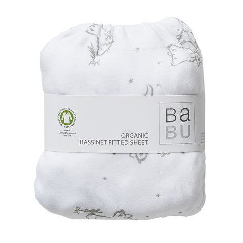 Organic Cotton Jersey Fitted Bottom Bassinet Sheet - Fox Grey
