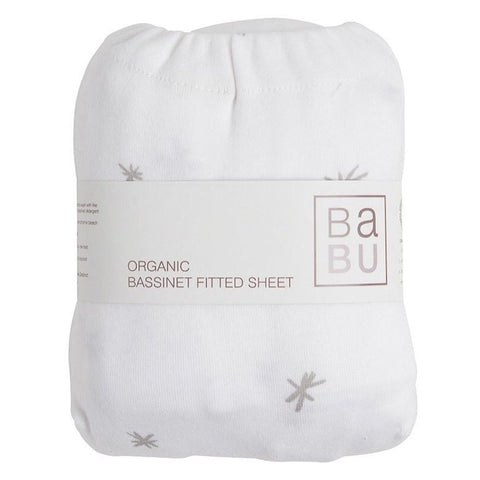 Organic Cotton Jersey Fitted Bottom Bassinet Sheet - Grey Star