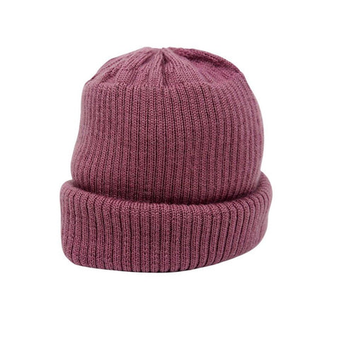 Merino Knitted Rib Hat - Pink