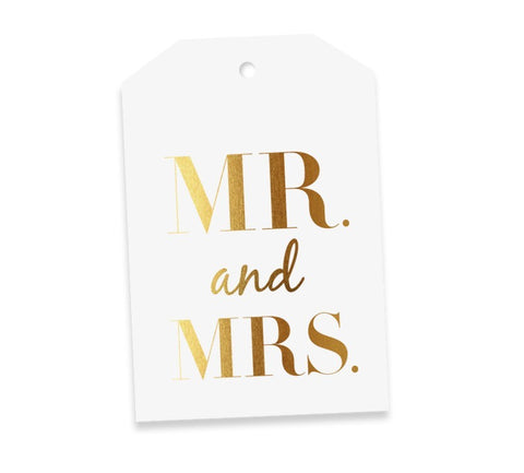 Mr & Mrs White & Gold Gift Tag