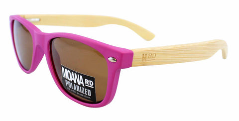 Kids Wooden Sunglasses - Pink with Brown Lens