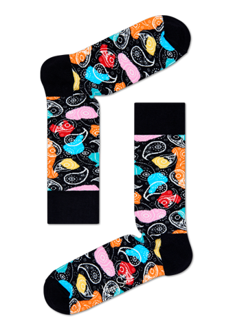 Socks - Abstract Paisley Black/Aqua/Multi